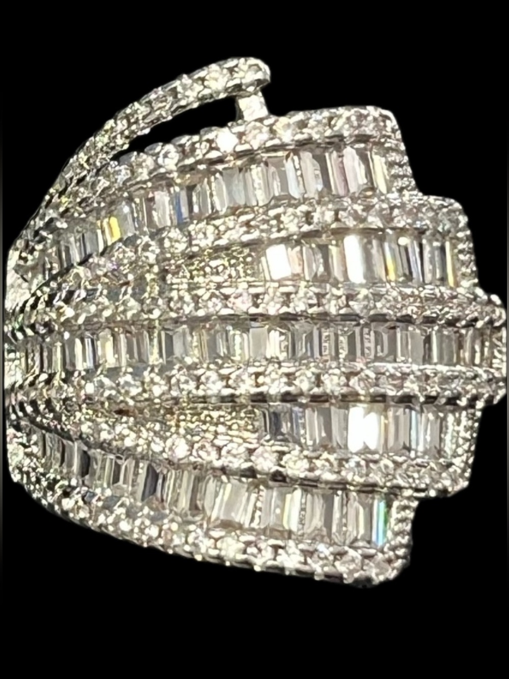 New Emerald cut baguette CZ cubic zirconia cocktail wedding statement band ring